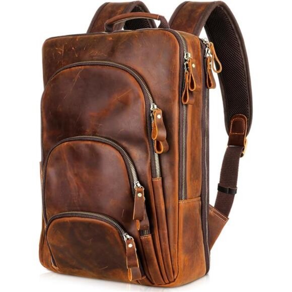 Full Grain Leather Backpack 15.6\